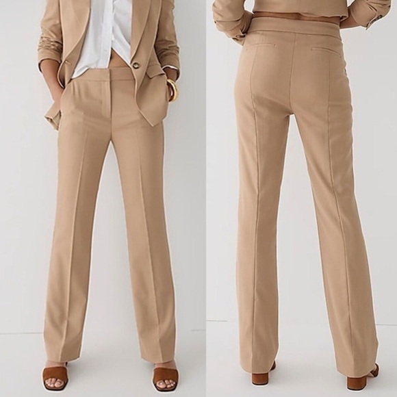 NWT J. Crew Willa Cropped Flare Pant Italian City Wool Blend Camel Brown Size 14 - Picture 1 of 6